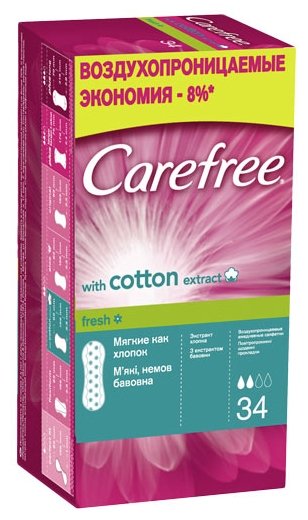 Carefree прокладки ежедневные Cotton extract Fresh (фото modal 5)
