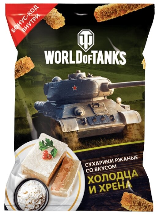 United Food Group сухарики World of Tanks пшенично-ржаные со вкусом холодца с хреном, 90 г (фото modal 1)