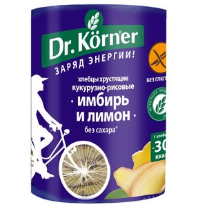 Хлебцы кукурузно-рисовые Dr. Korner имбирь и лимон 90 г (фото modal nav 1)
