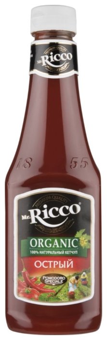 Кетчуп Mr.Ricco Острый organic с перцем чили и чесноком, пластиковая бутылка (фото modal 1)