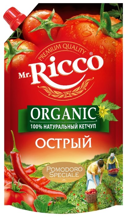 Кетчуп Mr.Ricco Острый organic с перцем чили и чесноком, дой-пак (фото modal 1)