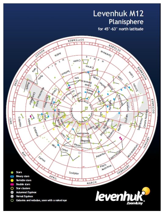 LEVENHUK Карта звездного неба M12 подвижная, малая (фото modal 1)