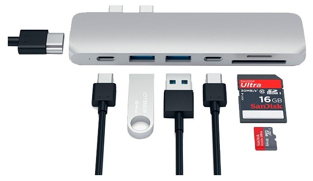 USB-концентратор Satechi Aluminum Type-C Pro Hub Adapter разъемов: 5 (фото modal 7)