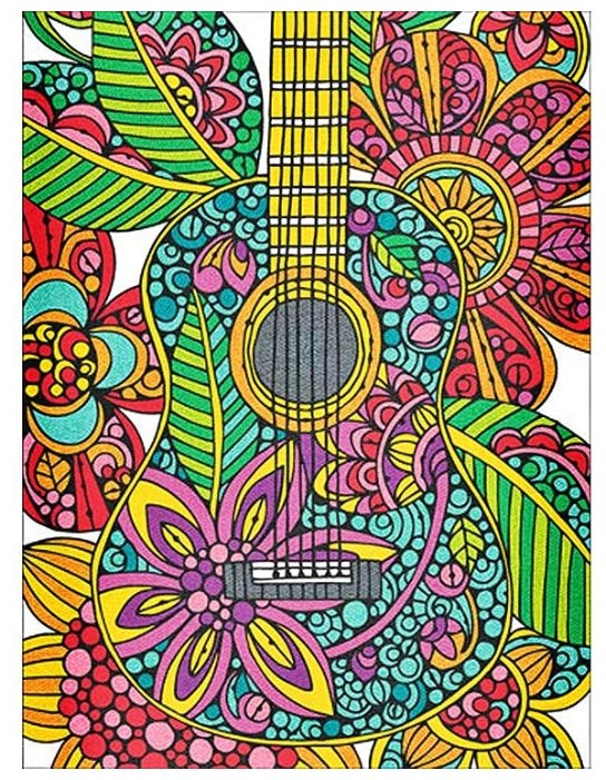 Dimensions Раскраска Цветущая гитара (карандаш) (фото modal 2)