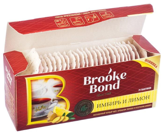 Чай черный Brooke Bond Имбирь и лимон ароматизированный в пакетиках (фото modal 3)