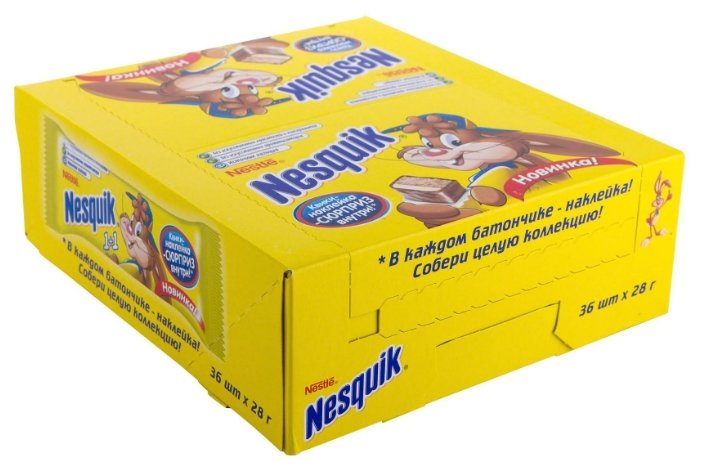 Батончик Nesquik с какао-нугой, 28 г, коробка (фото modal 1)
