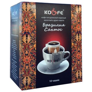 Молотый кофе KO&FE Бразилия Сантос, в дрип-пакетах (фото modal nav 2)