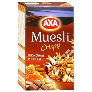 Мюсли AXA Muesli Crispy хрустящие медовые хлопья и шарики с шоколадом и орехами, коробка (фото modal nav 1)