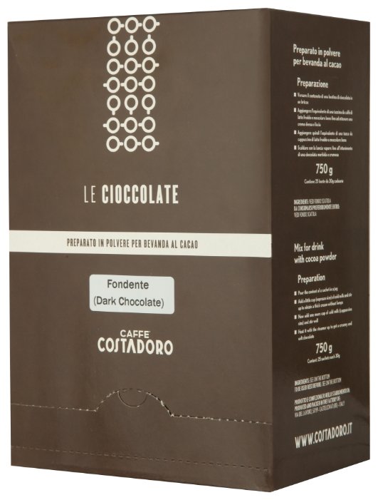 Costadoro Le Cioccolate Dark Chocolate Горячий шоколад растворимый Темный, коробка (фото modal 1)