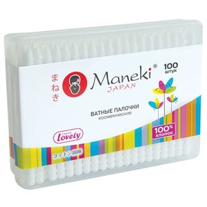Ватные палочки Maneki Lovely с белым пластиковым стиком (CB1125) (фото modal nav 1)