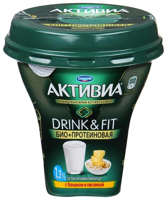 Йогурт Danone активиа actiregularis drink&fit с бананом и овсянкой 1.3%, 250 г (фото modal 1)