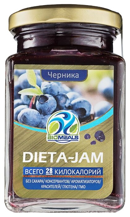 Джем низкокалорийный Biomeals Dieta-Jam Черника без сахара, банка 230 г (фото modal 1)