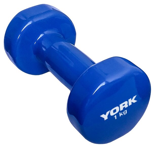 Гантель цельнолитая York Fitness DBY200 B26315 1 кг синяя (фото modal 1)