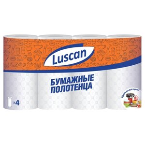 Полотенца бумажные Luscan с тиснением белые двухслойные (фото modal nav 1)