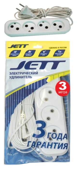 Удлинитель Jett 155-083 РС-4 (провод ШВВП), 3 м (фото modal 1)
