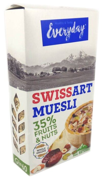 Мюсли Everyday хлопья Swiss Art с фруктами, орехами и семечками, коробка (фото modal 1)