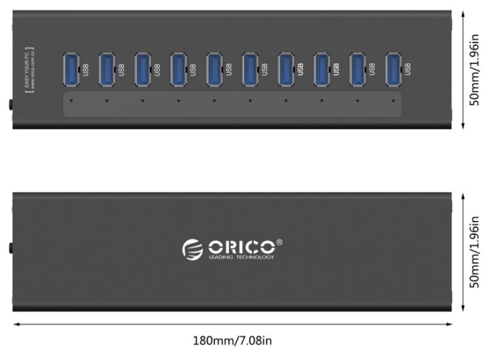 USB-концентратор ORICO A3H10 разъемов: 10 (фото modal 2)