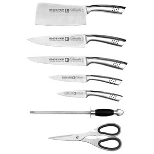 Набор ENDEVER Hamilton-016 5 ножей, ножницы и мусат с подставкой (фото modal nav 6)