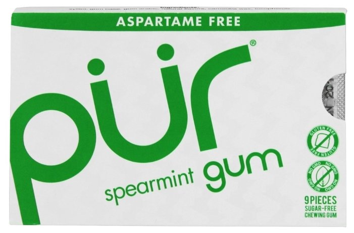 Жевательная резинка PUR Spearmint мята, без сахара 9 шт. (фото modal 1)