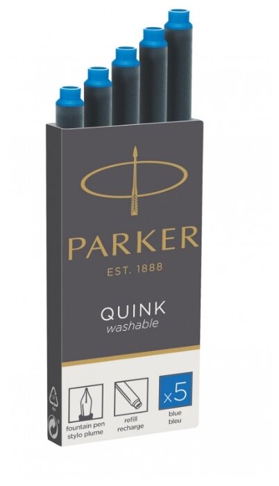 Картридж для перьевой ручки PARKER Quink Z11 Washable (5 шт.) (фото modal 1)