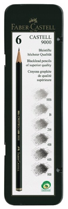 Faber-Castell Набор чернографитных карандашей серия 9000 6 штук (119063) (фото modal 1)