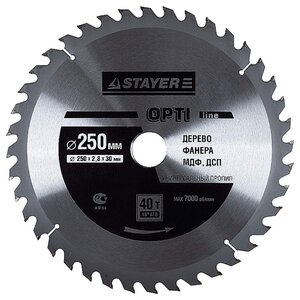 Пильный диск STAYER Opti Line 3681-250-30-40 250х30 мм (фото modal nav 1)