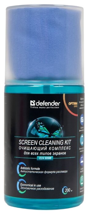 Набор Defender Screen Cleaning Kit CLN 30598 чистящий спрей+сухая салфетка для экрана (фото modal 1)