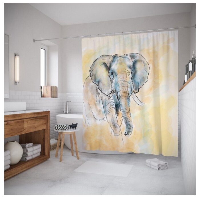 Штора для ванной JoyArty Загадочный слон 180x200 (фото modal 1)