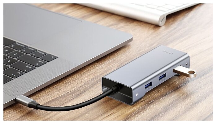 USB-концентратор Baseus Multi-functional HUB Type-C - 3xUSB/HDMI/Type-C/VGA (CATXF-A0G), разъемов: 4 (фото modal 8)