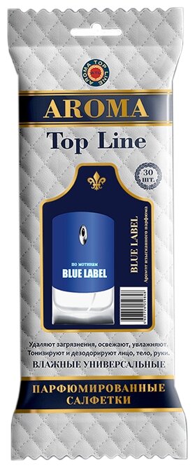 Влажные салфетки AROMA TOP LINE универсальные парфюмированные Blue Label №11 (фото modal 1)