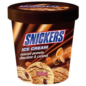 Мороженое Snickers сливочное сливочный с карамелью-арахисом-шоколадной прослойкой 375 г (фото modal nav 1)