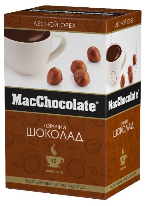 MacChocolate Горячий шоколад растворимый Лесной орех в пакетиках, коробка (фото modal 1)