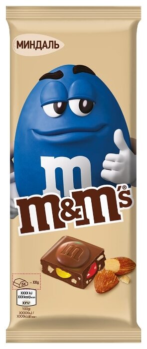 Шоколад M&Ms молочный с миндалем и разноцветным драже (фото modal 1)