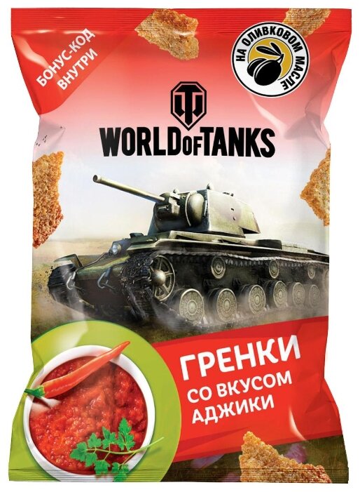 United Food Group гренки World of Tanks пшенично-ржаные со вкусом аджики, 90 г (фото modal 1)