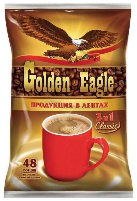 Растворимый кофе Golden Eagle 3 в 1 Classic, в пакетиках (фото modal 3)