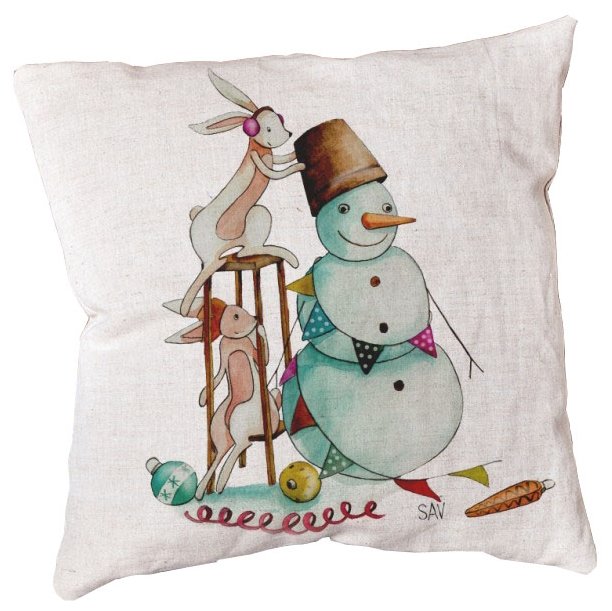 Подушка декоративная Счастье в мелочах Кроли со снеговиком 45 х 45 см (ПДЛХ-Н-93) (фото modal 1)