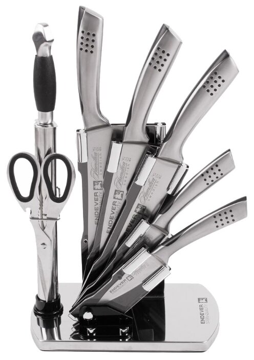 Набор ENDEVER Hamilton-016 5 ножей, ножницы и мусат с подставкой (фото modal 1)