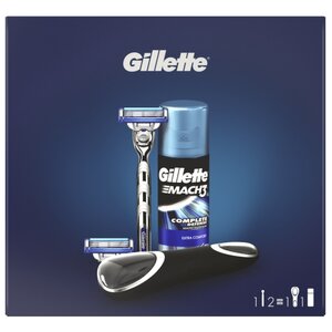 Набор Gillette дорожный чехол, гель для бритья для Extra Comfort 75 мл, бритвенный станок Mach3 Turbo (фото modal nav 1)