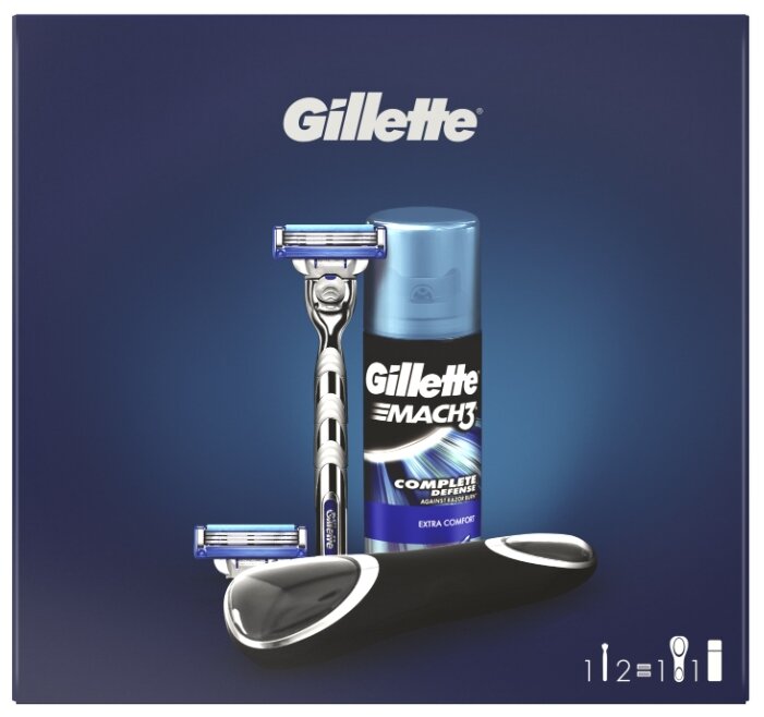 Набор Gillette дорожный чехол, гель для бритья для Extra Comfort 75 мл, бритвенный станок Mach3 Turbo (фото modal 1)