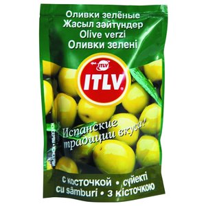 ITLV Оливки зеленые с косточкой в рассоле, пластиковый пакет 195 г (фото modal nav 1)