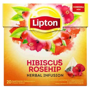 Чайный напиток красный Lipton Hibiscus Rosehip ароматизированный в пирамидках (фото modal nav 3)
