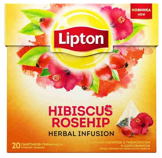 Чайный напиток красный Lipton Hibiscus Rosehip ароматизированный в пирамидках (фото modal 3)