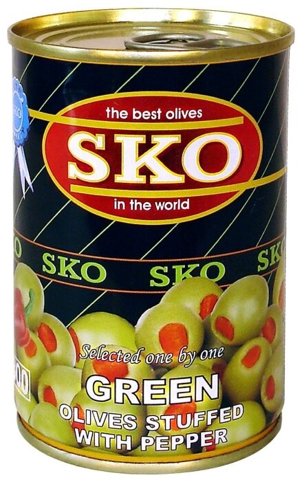 SKO Оливки фаршированные перцем в рассоле, жестяная банка 280 г (фото modal 1)