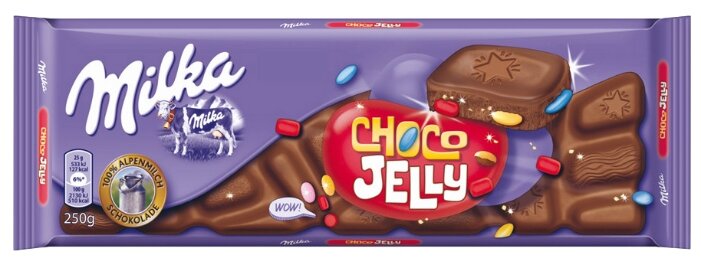 Шоколад Milka Choco Jelly молочный с жевательным мармеладом, драже и взрывающейся карамелью (фото modal 1)