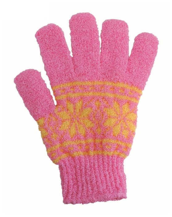 Губка Beauty format перчатка с узором, для мытья и массажа (45087-7879) (фото modal 1)