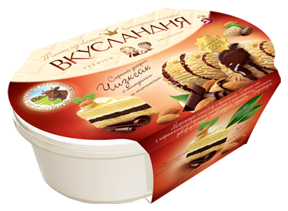 Мороженое Вкусландия пломбир чизкейк с миндалем и шоколадным топингом 450 г (фото modal 1)