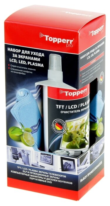 Набор Topperr 3024 чистящий спрей+сухая салфетка для экрана, для ноутбука (фото modal 2)