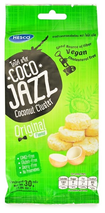 Снеки кокосовые Coco Jazz оригинальные 30 г (фото modal 1)