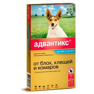Адвантикс (Bayer) Капли на холку для собак 4–10 кг (4 пипетки) (фото modal nav 1)