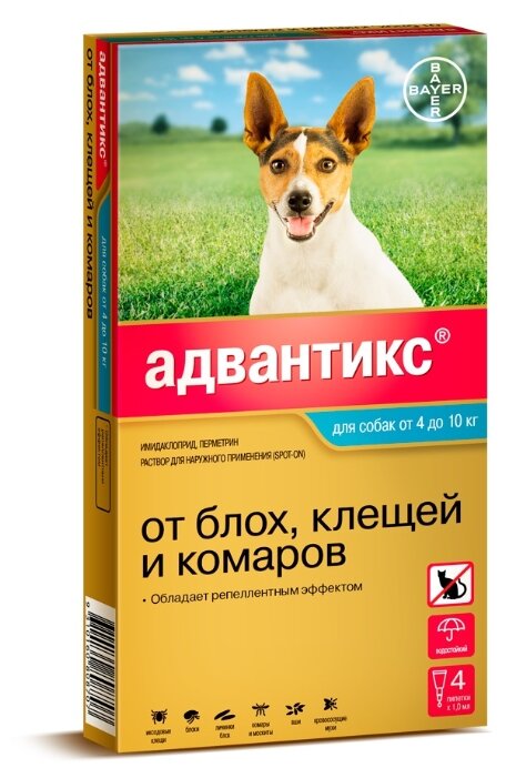 Адвантикс (Bayer) Капли на холку для собак 4–10 кг (4 пипетки) (фото modal 1)